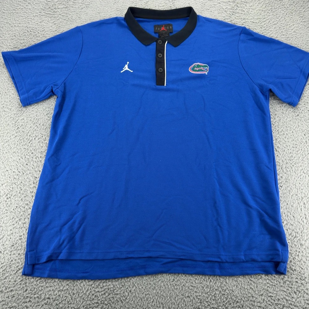 Nike Jordan Florida Gators Polo Shirt Mens XL Blue Loose Fit Jumpman NCAA